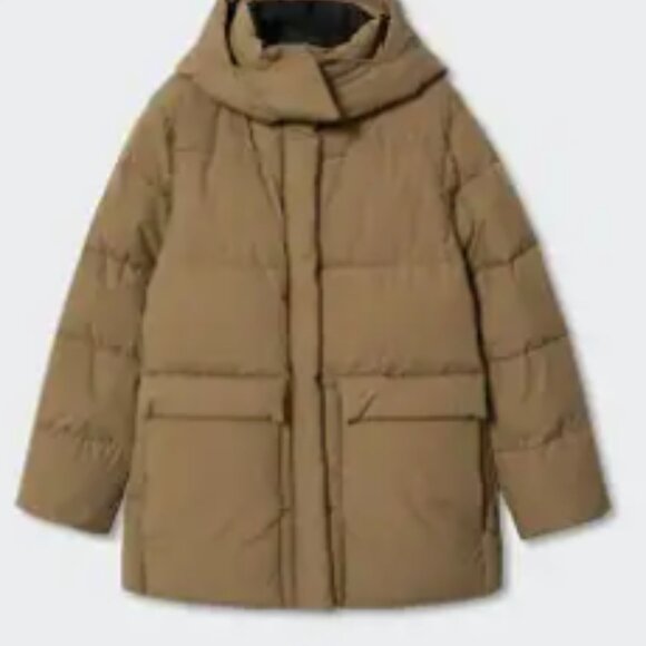 Mango Detachable hood quilted puffer jacket coat - Picture 2 of 13